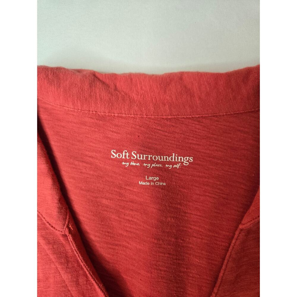 Soft Surroundings Danielle LG Terra Cotta Button Front Asymmetrical Cotton Tunic - Picture 9 of 13